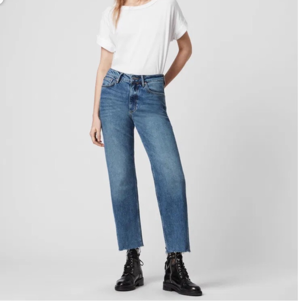 ALLSAINTS Harper Cropped High-Rise‎ Straight Jeans Size 27